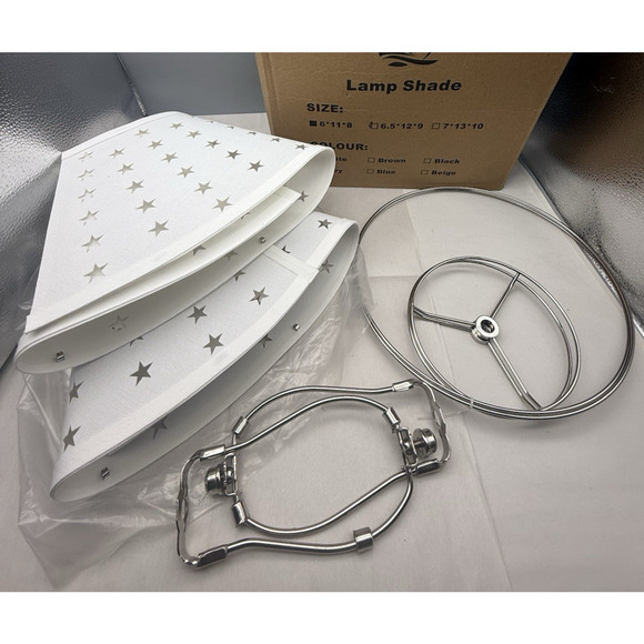 Lamp Shades 6”x11”x8” White Lamp Shade w/Cut-out Star 2-pieces *READ see photo - Picture 1 of 15
